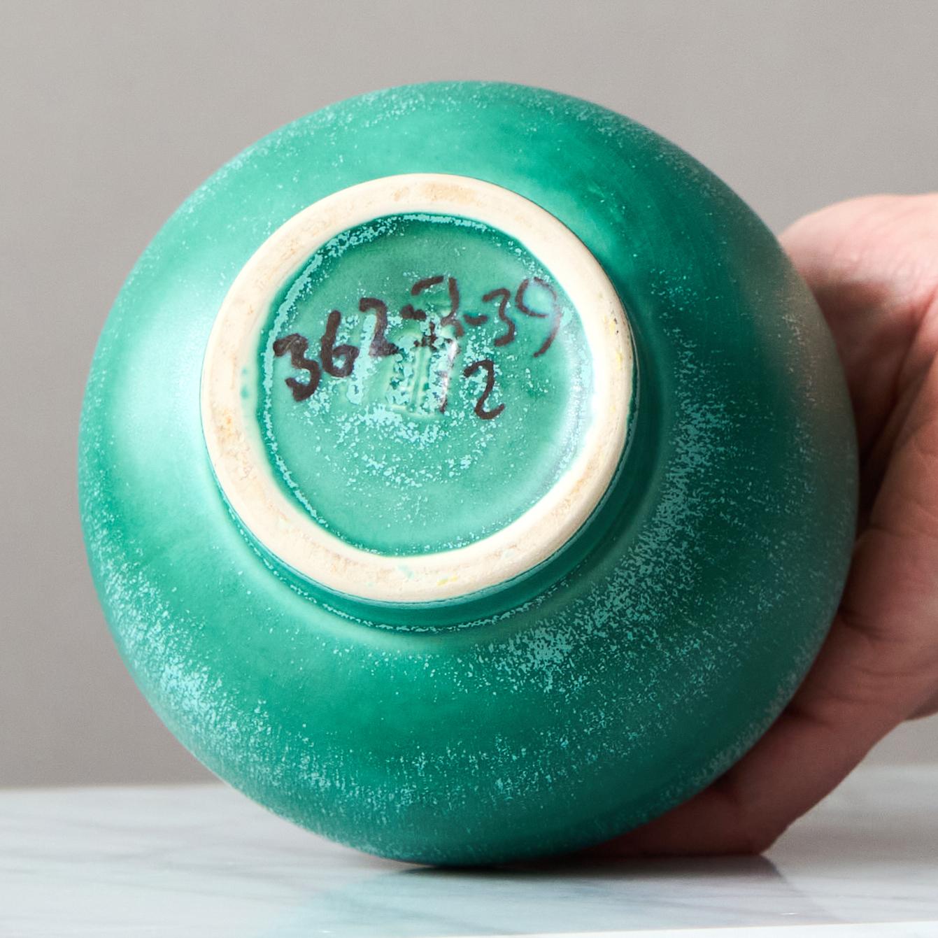 Green Art Deco Ceramic Vase by Bo Fajans, Sweden, 1930s For Sale 2