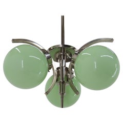 Green Art Deco Chandelier, 1930s, Restored