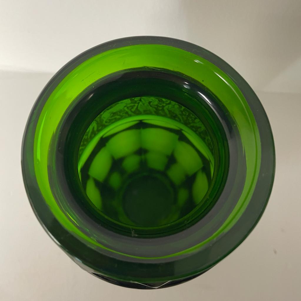 Green Art Deco, Frieze Glass Vase, Moser Karlsbad In Good Condition For Sale In London, GB