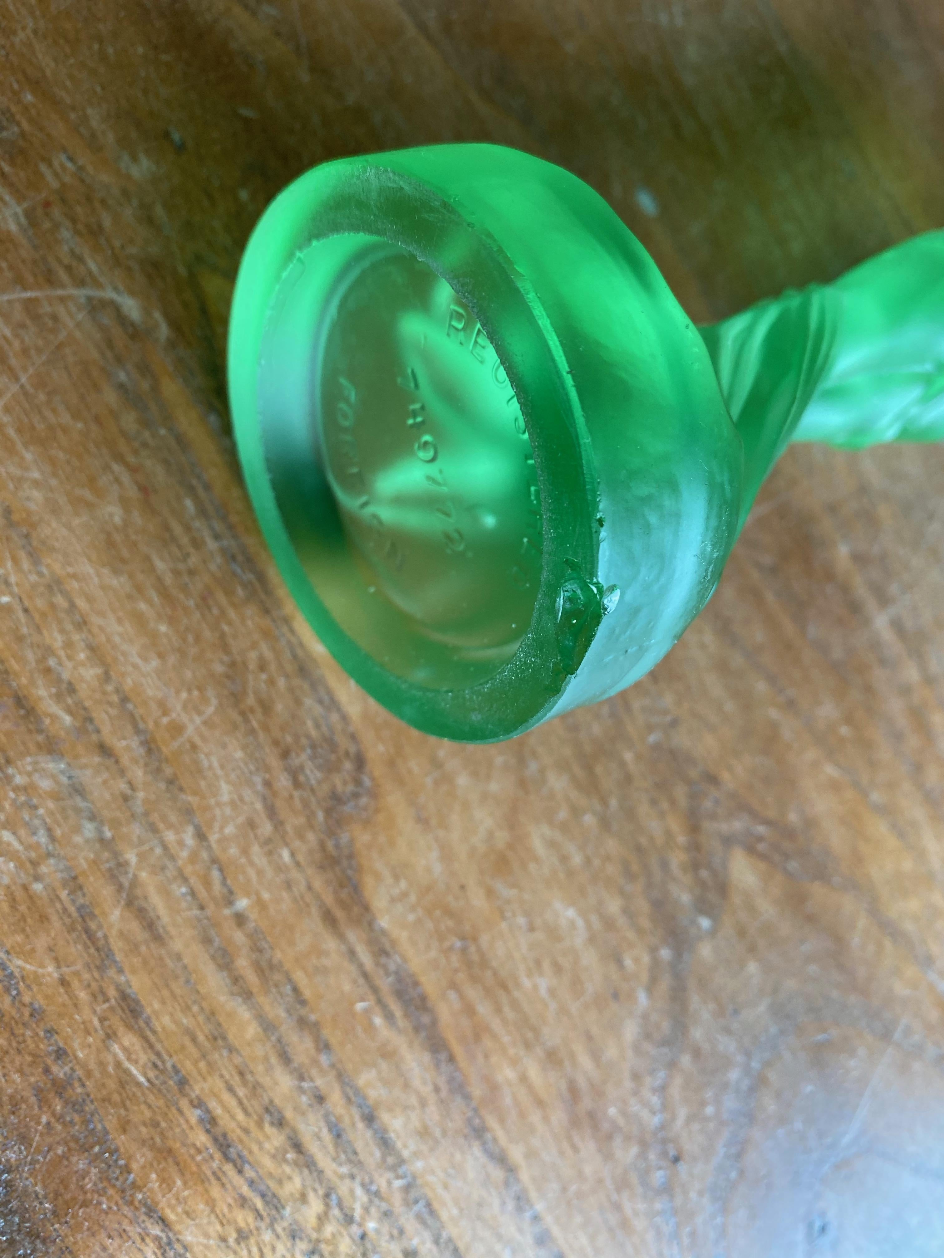 Green Art Déco Glass Figurine 