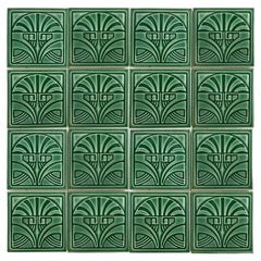 Green Art Deco Glazed Relief Tiles by Nord Deutsche Steingutfabrik