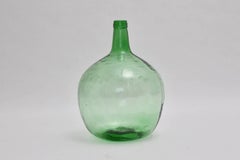 Green Vintage Glass Bottle or Vessel  Demijohn 1970s Viresa