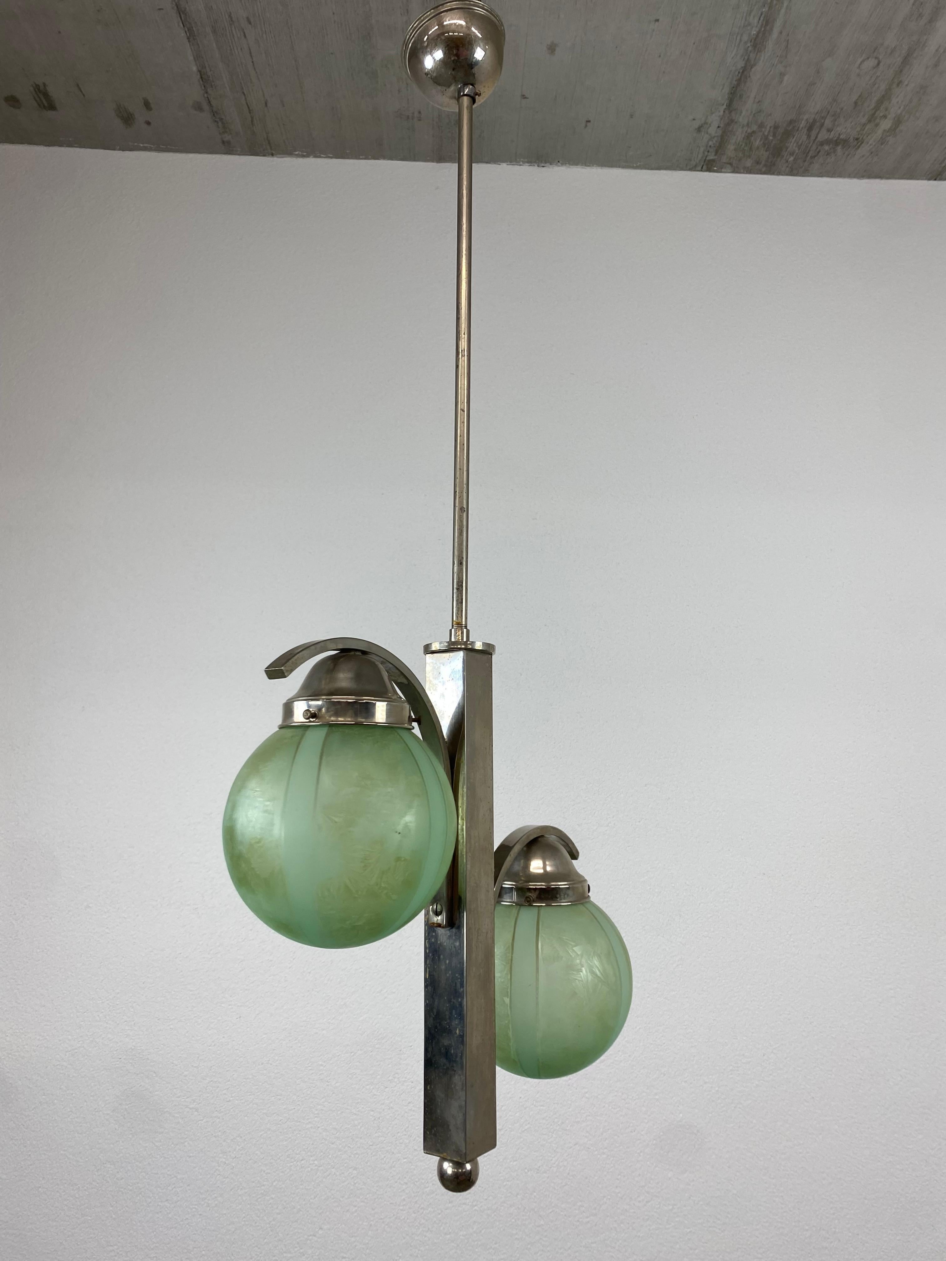 Green Art Deco Hanging Lamp For Sale 1