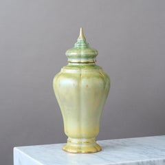 Green Art Deco Lustre Lidded Urn by Josef Ekberg for Gustavsberg, Sweden, 1928.