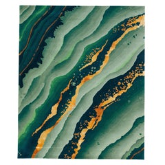 Tappeto in lana trapuntata a mano in stile Art Deco moderno con motivo astratto
