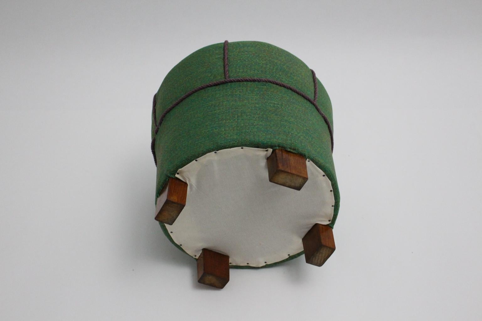 Green Art Deco Pouf or Stool, Austria, 1930s In Good Condition In Vienna, AT