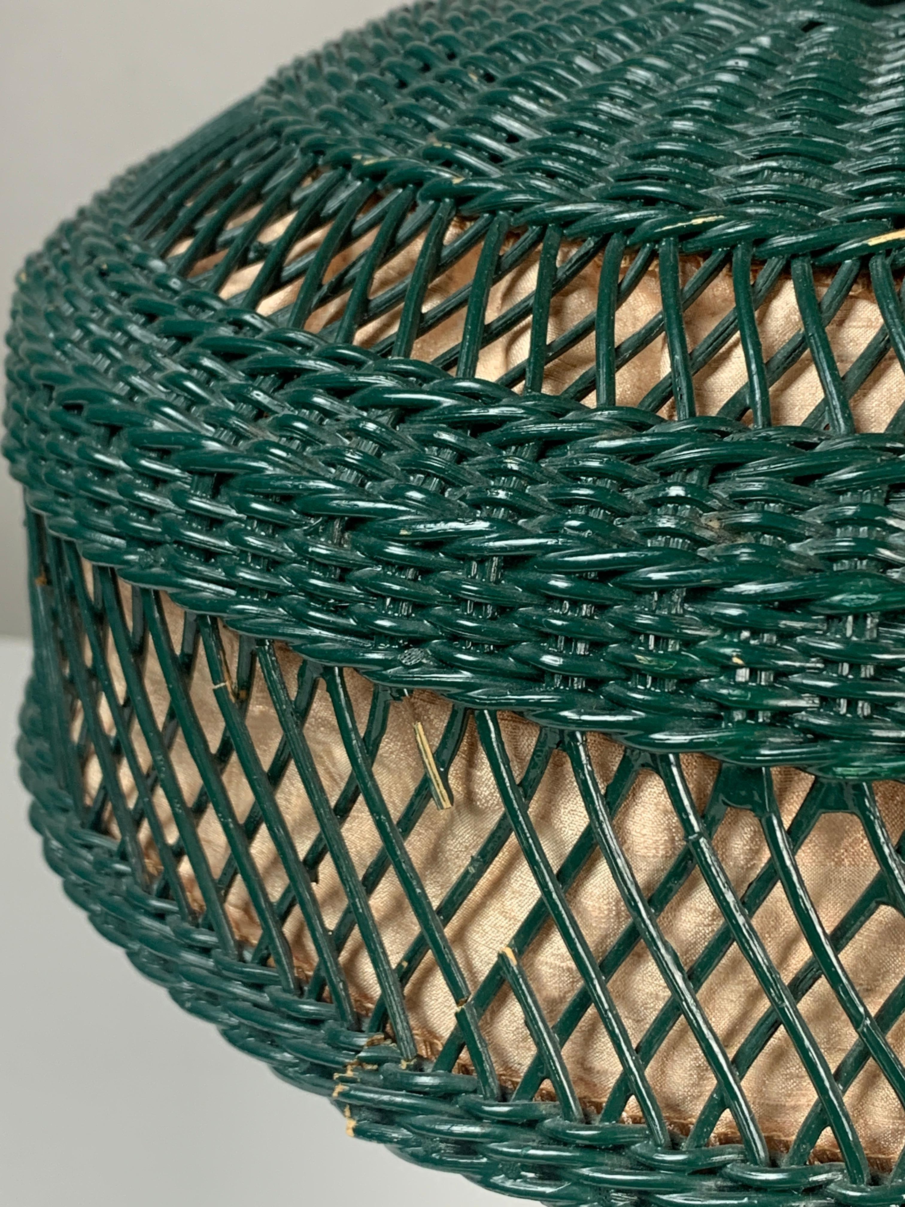 Green Art Deco rattan wicker mushroom 