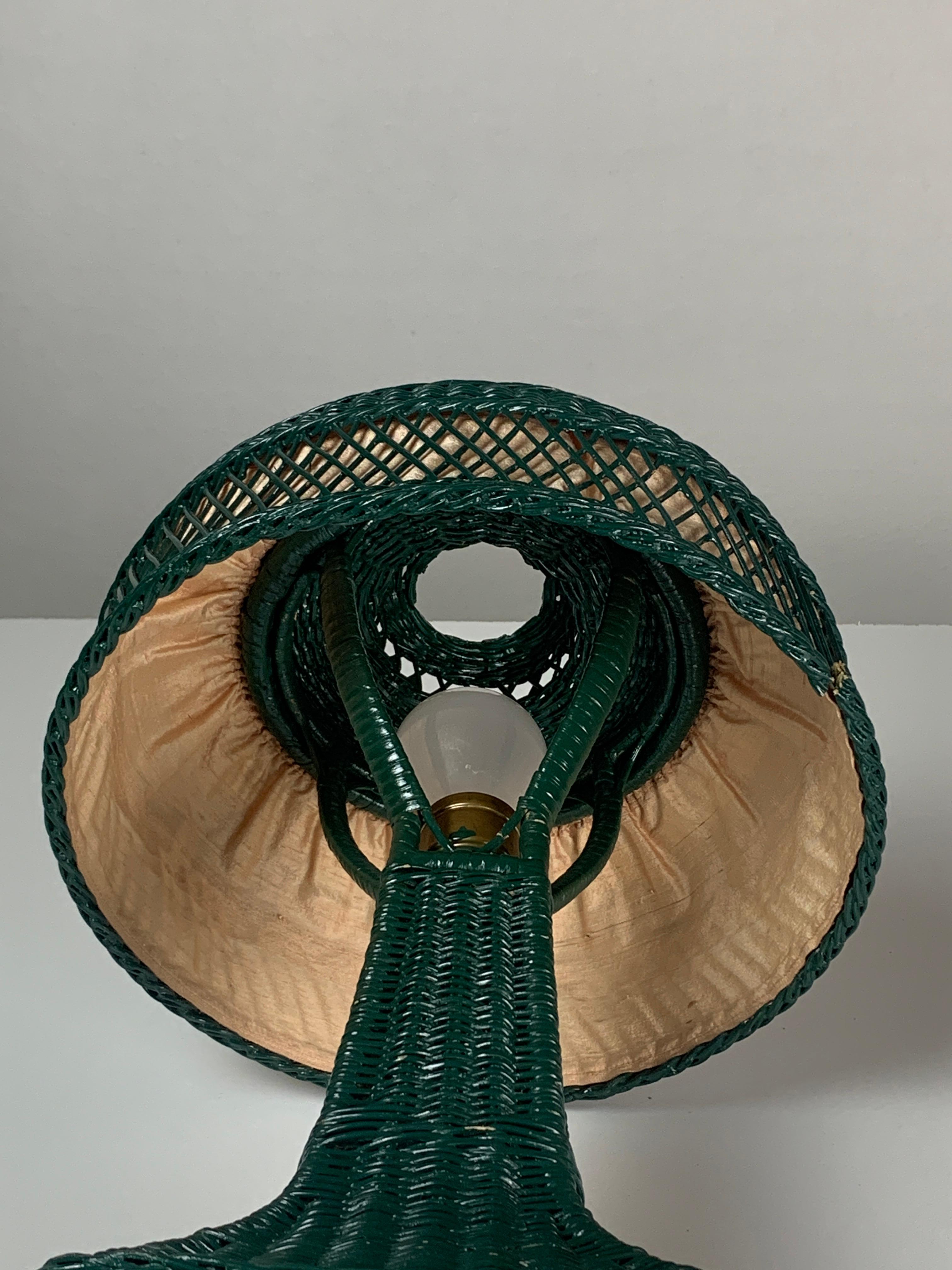 Green Art Deco rattan wicker mushroom 