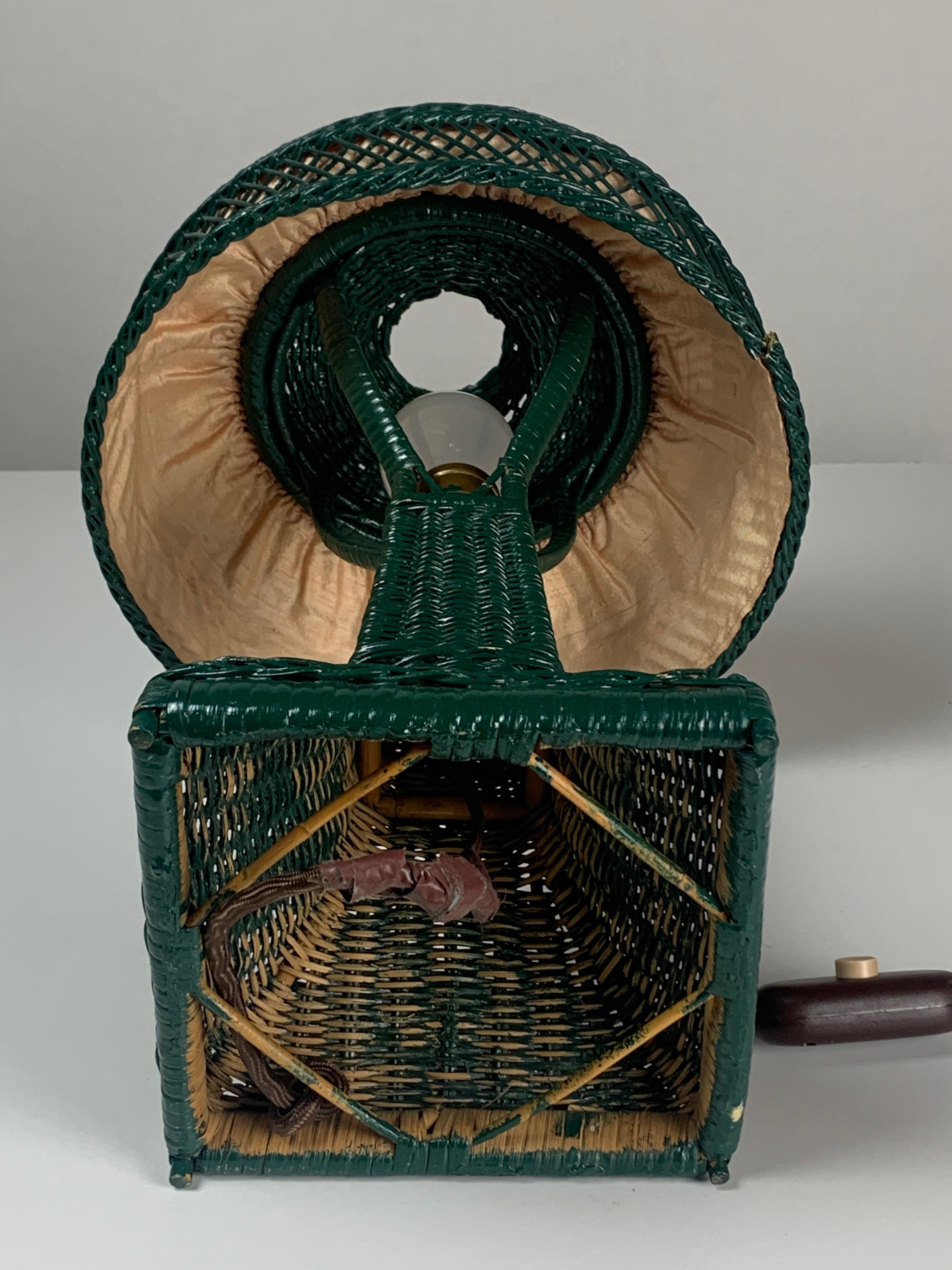 Green Art Deco rattan wicker mushroom 