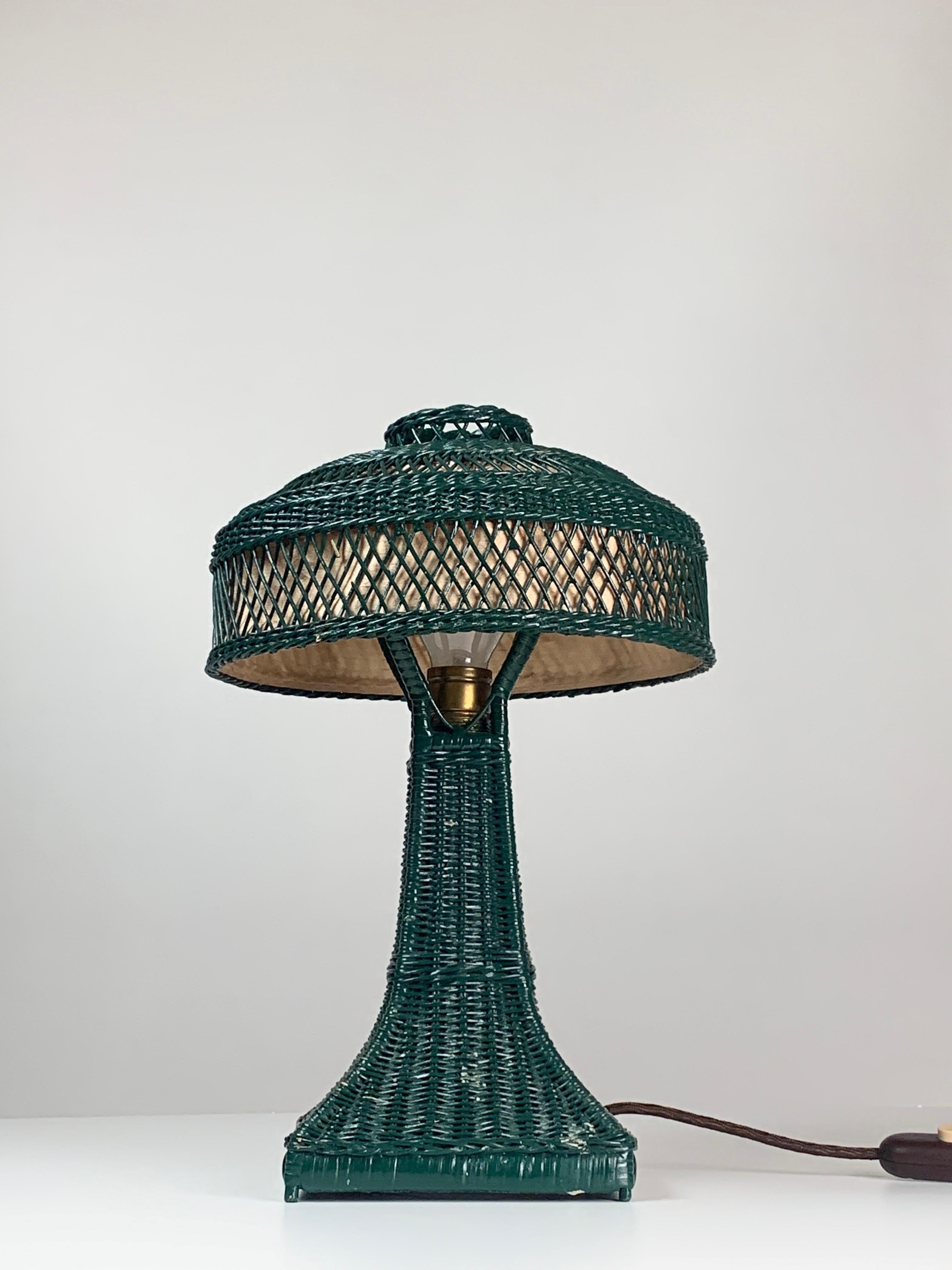 Fabric Green Art Deco rattan wicker mushroom 