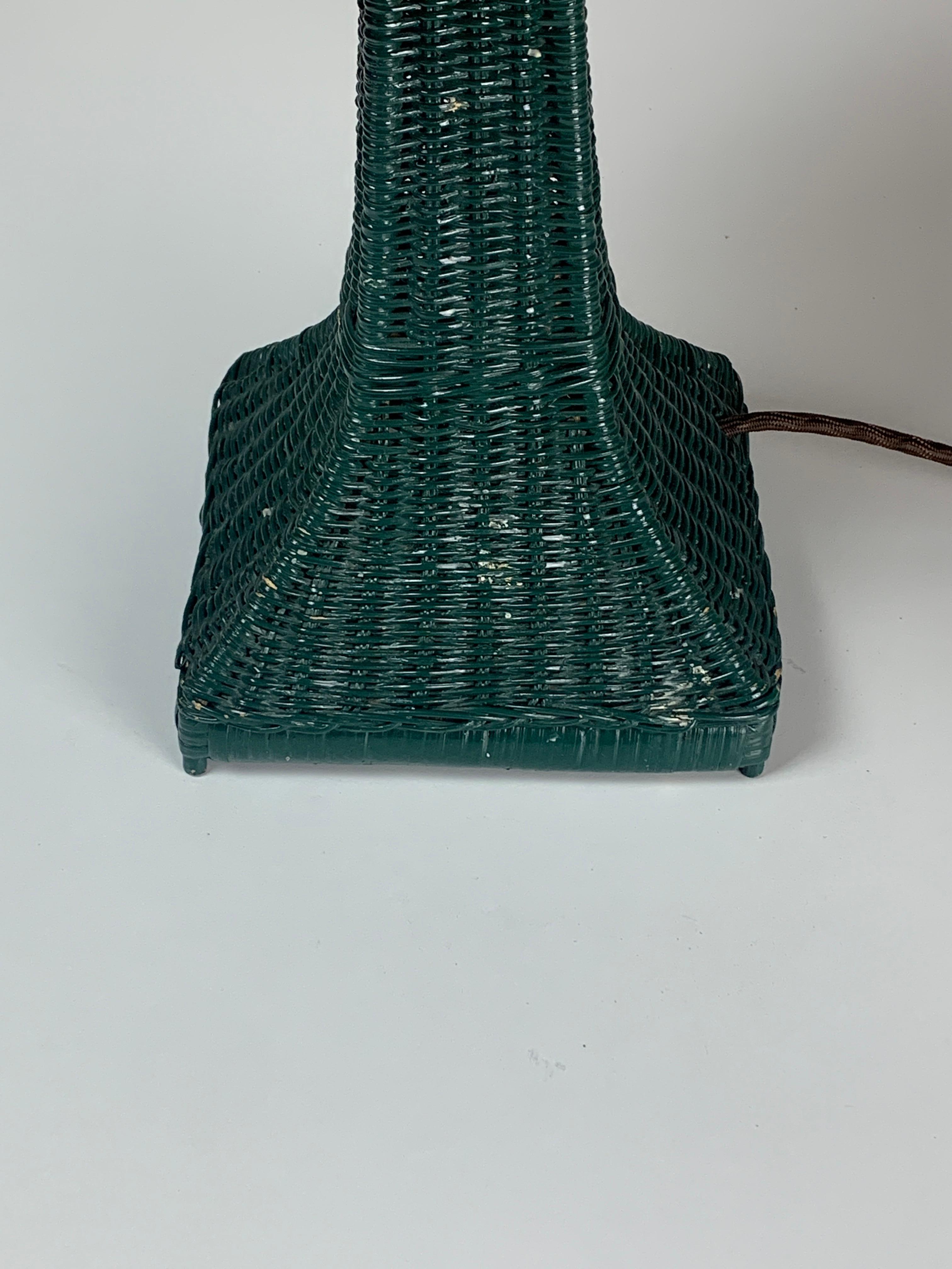 Green Art Deco rattan wicker mushroom 