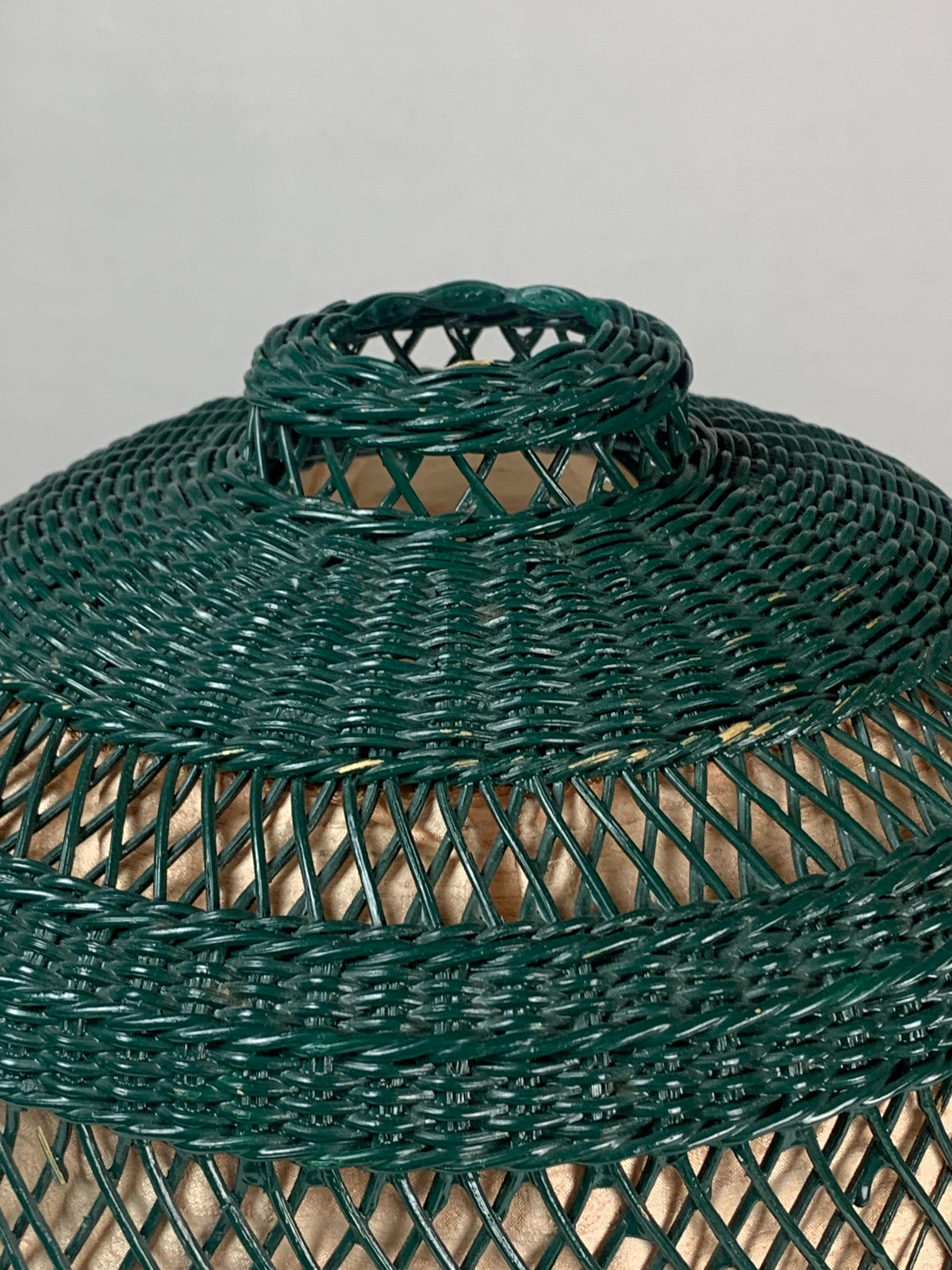 Green Art Deco rattan wicker mushroom 
