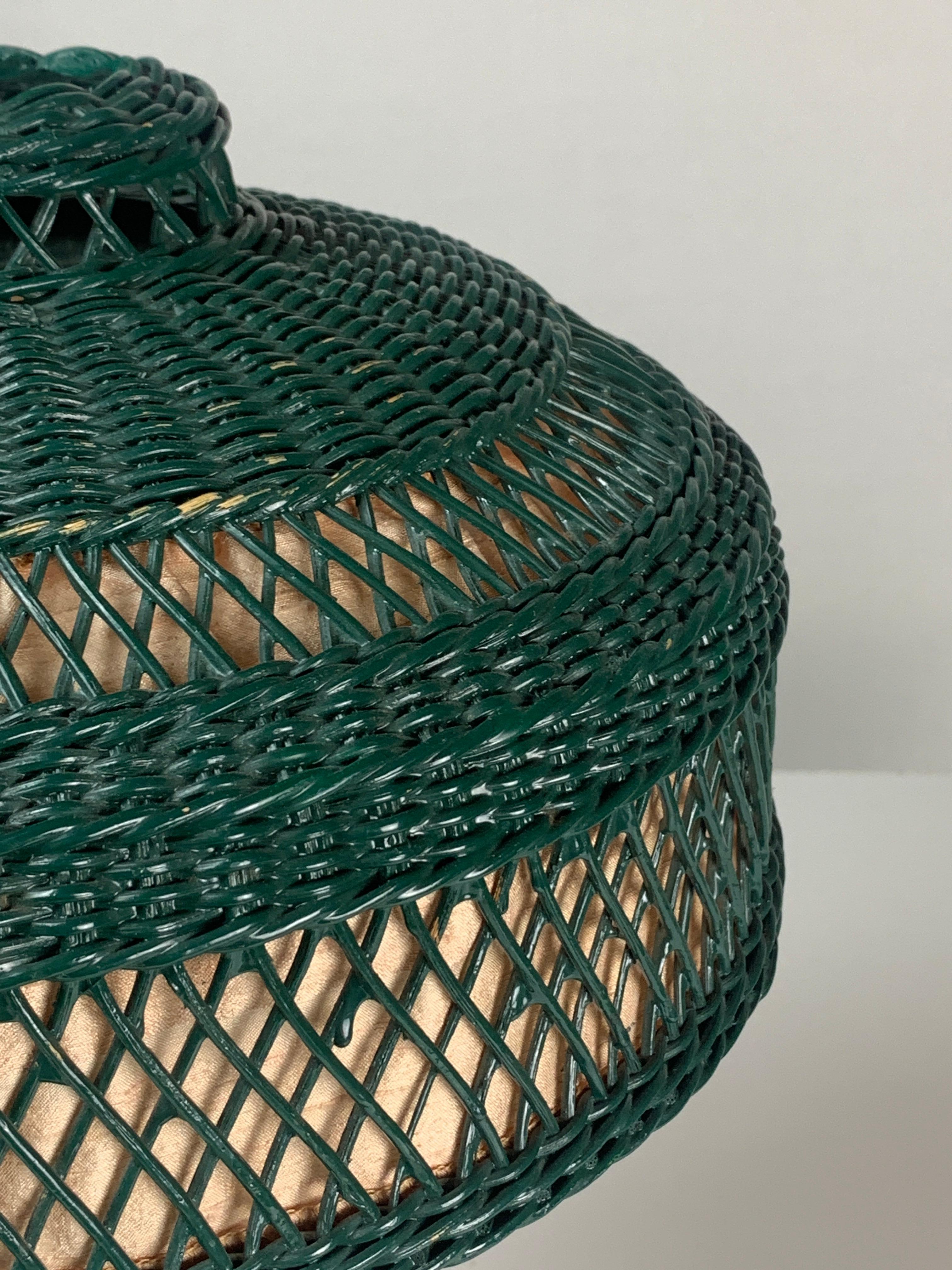 Green Art Deco rattan wicker mushroom 