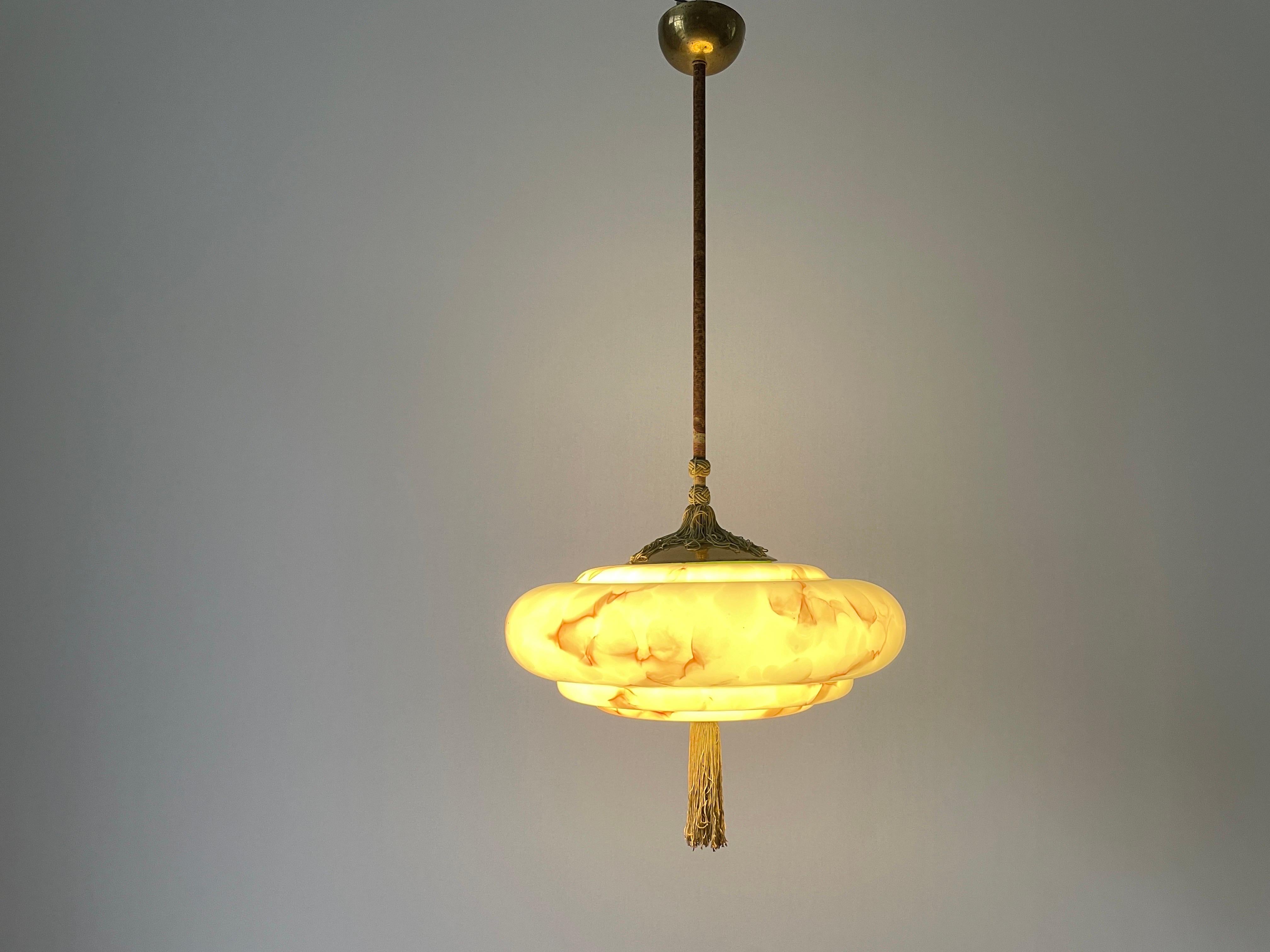 Green Art Deco Style Glass Ceiling Lamp, 1950s, Germany 7