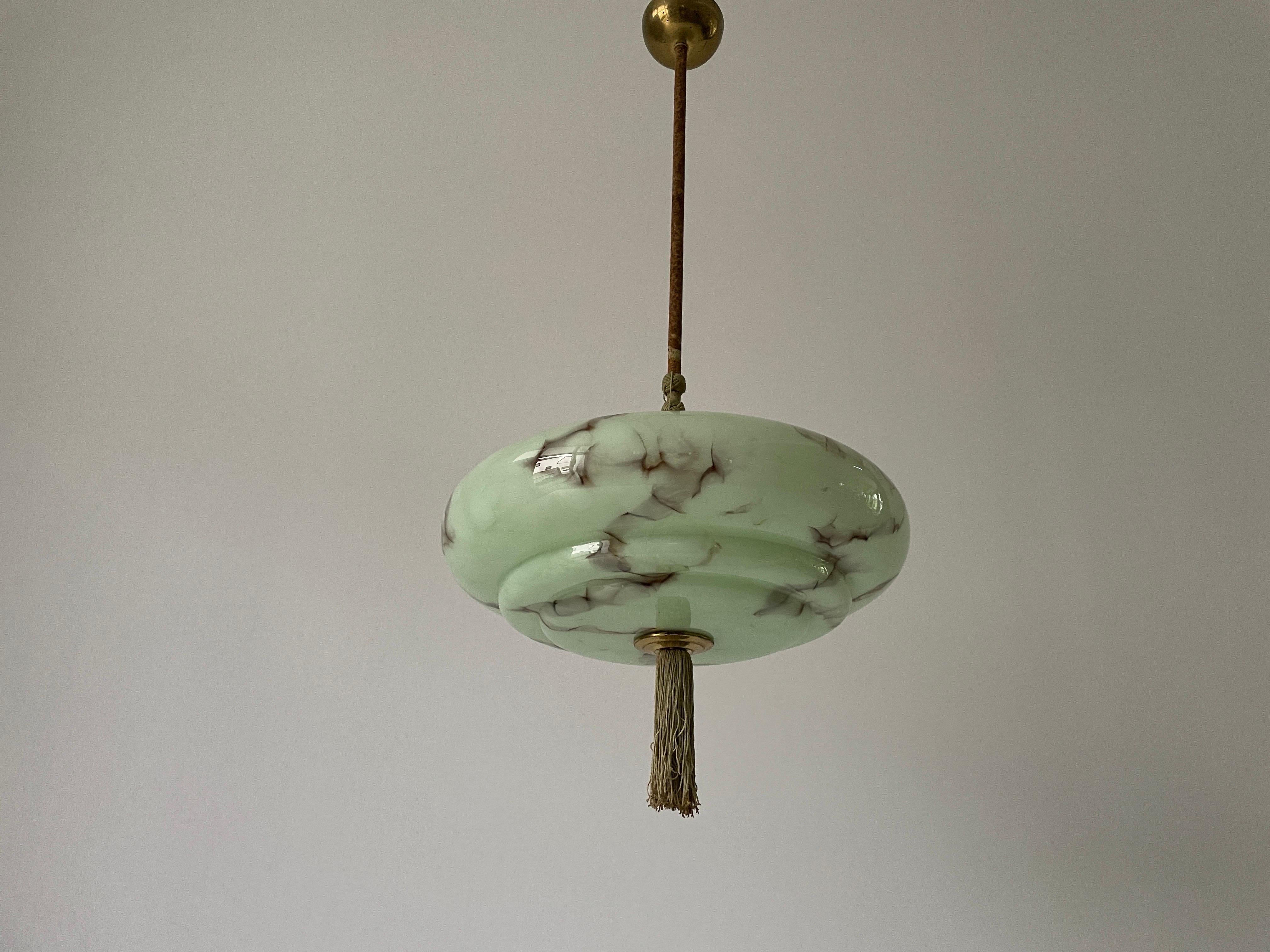 Green Art Deco Style Glass Ceiling Lamp, 1950s, Germany 2