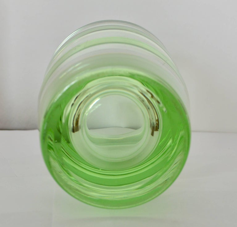 Green Art Deco Uranium Glass Vase For Sale at 1stdibs