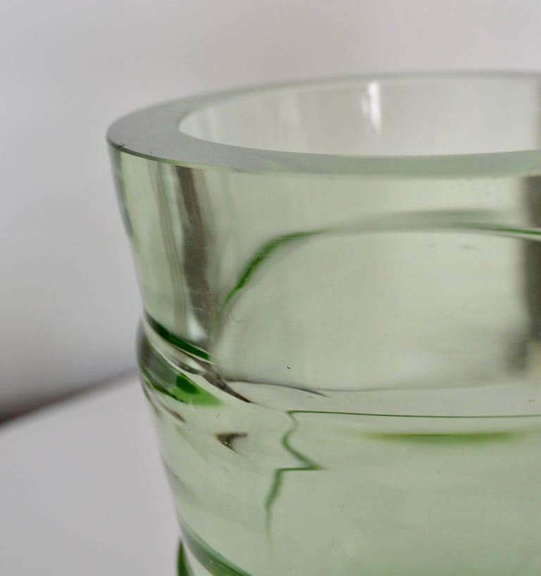 Green Art Deco Uranium Glass Vase For Sale at 1stdibs