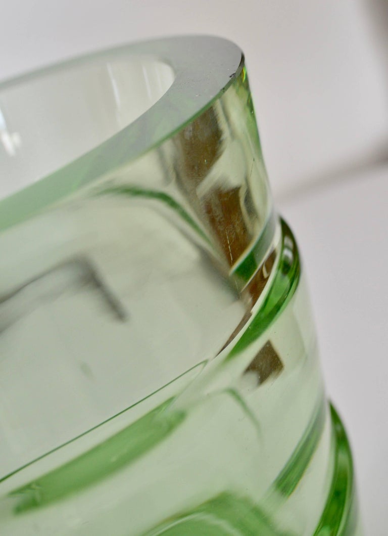 Green Art Deco Uranium Glass Vase For Sale at 1stdibs