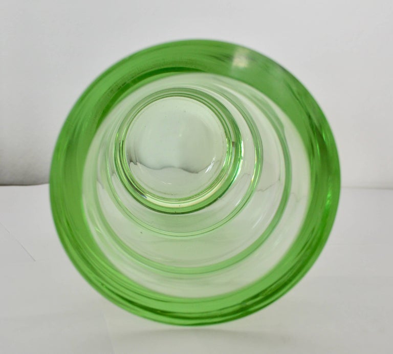 Green Art Deco Uranium Glass Vase For Sale at 1stdibs