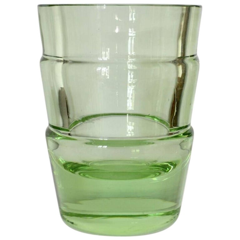 Green Art Deco Uranium Glass Vase For Sale at 1stdibs