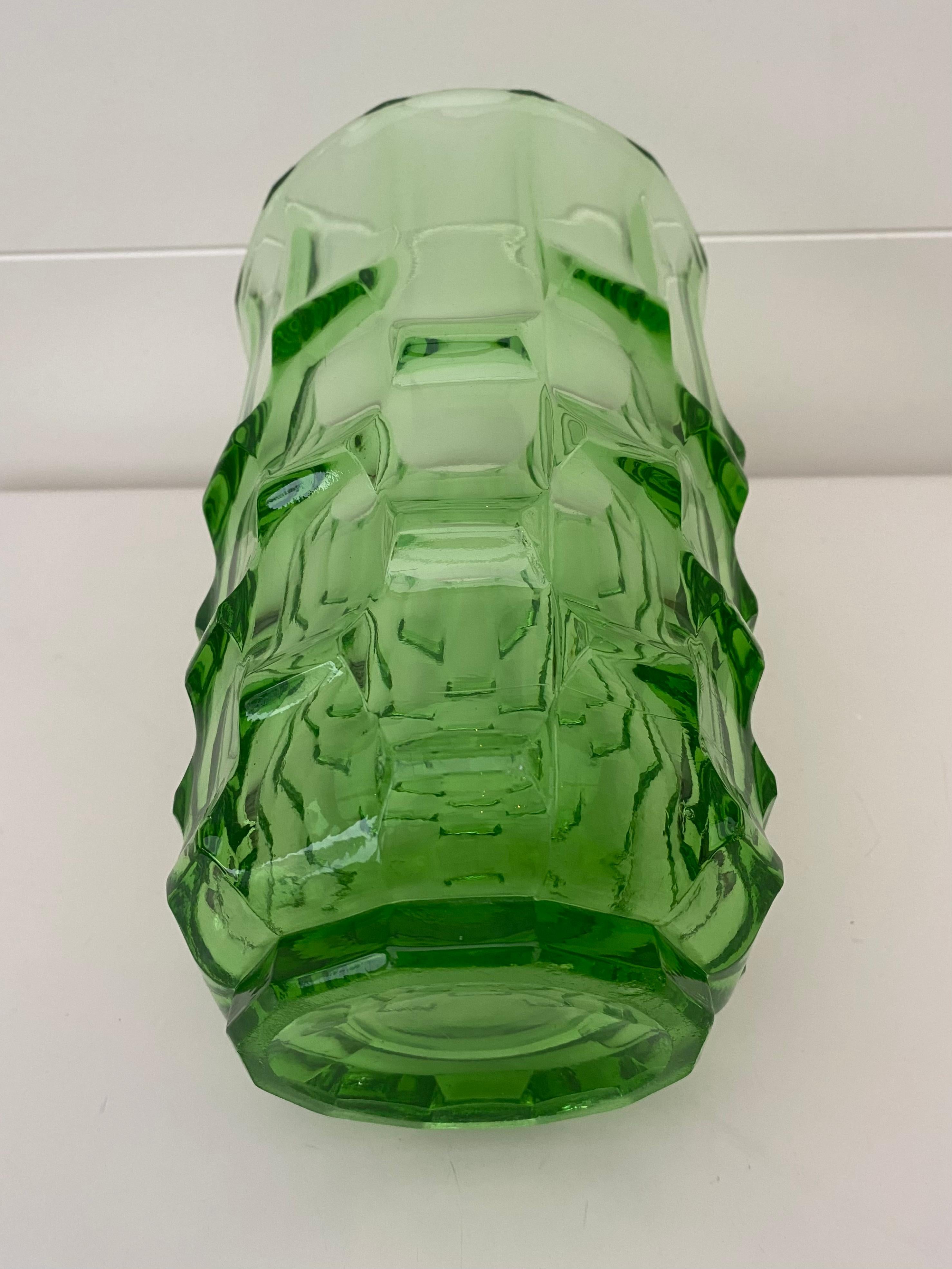 German Green Art Deco Vase by August Walther & Söhne, 1930s For Sale