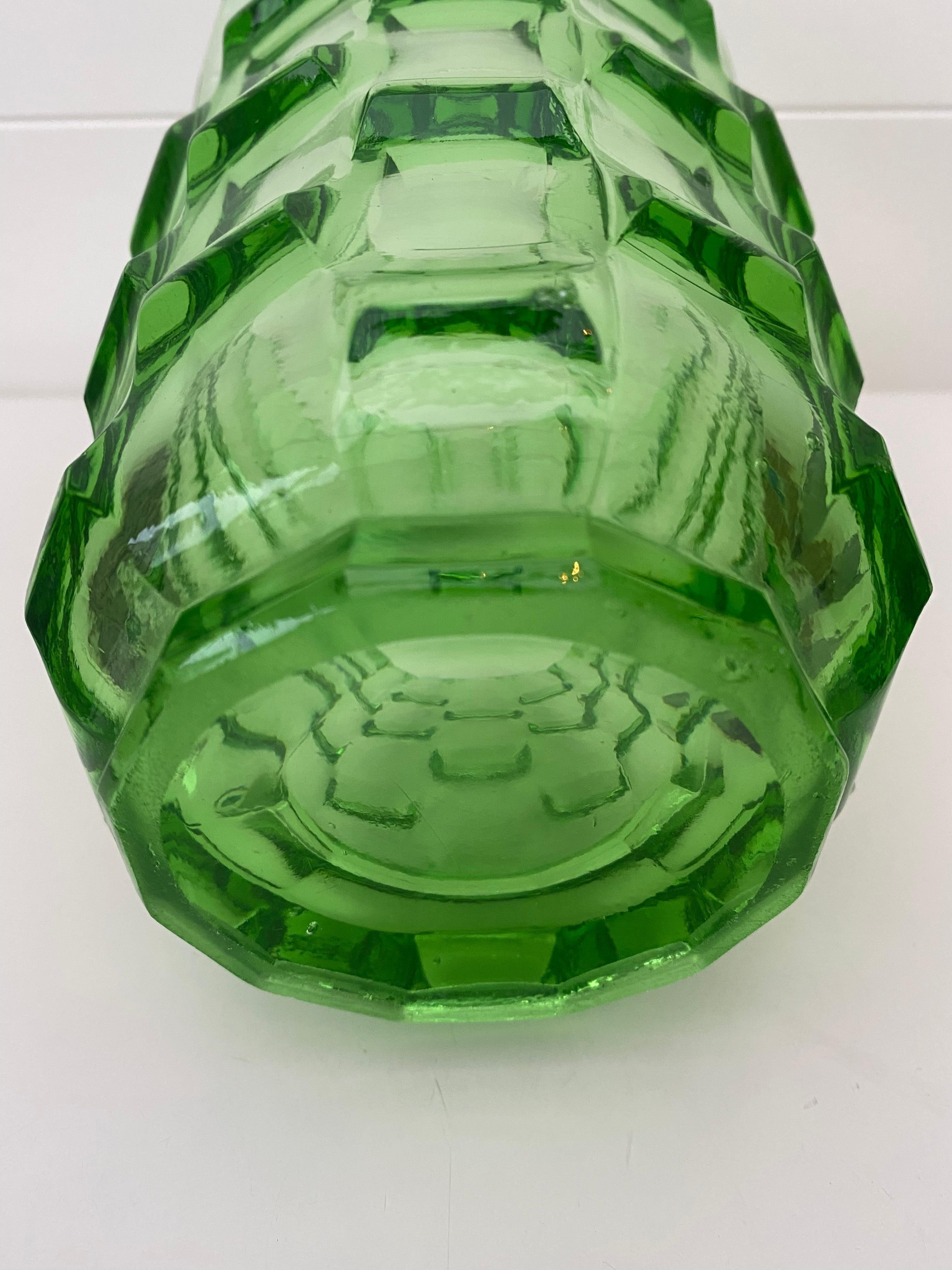 Pressed Green Art Deco Vase by August Walther & Söhne, 1930s For Sale