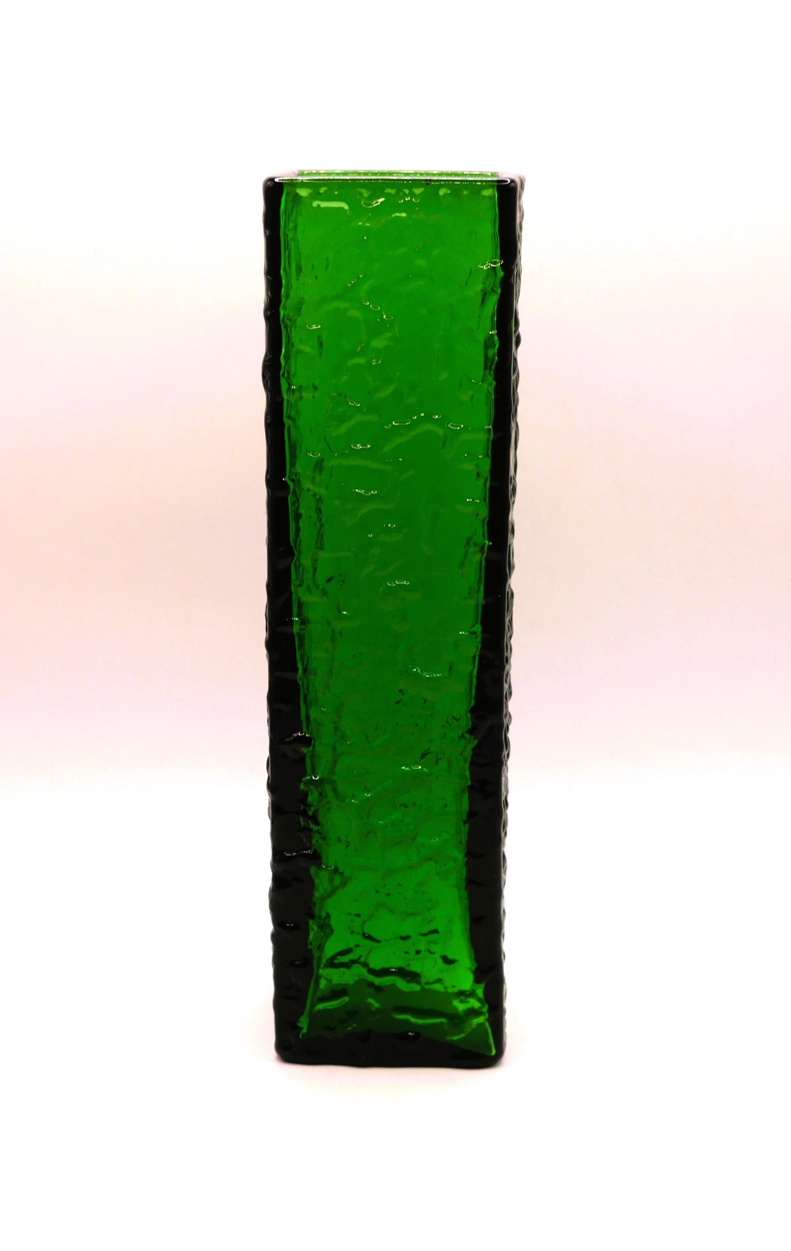 20th Century Green Art Glass Vase by Bengt Orup for Johansfors, Sweden