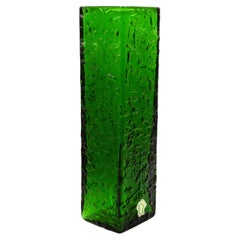 Vintage Green Art Glass Vase by Bengt Orup for Johansfors, Sweden