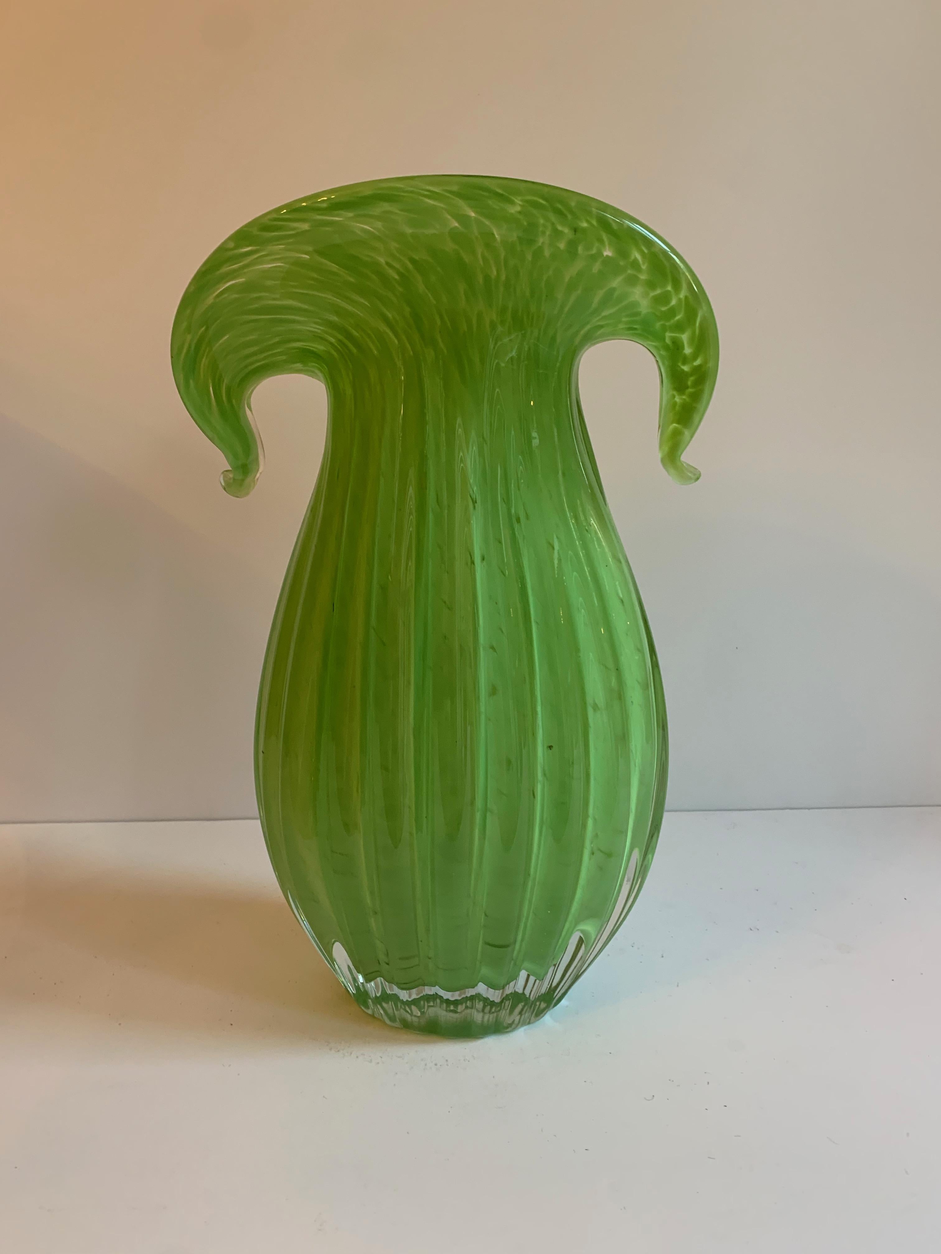Italian Green Art Glass Vase