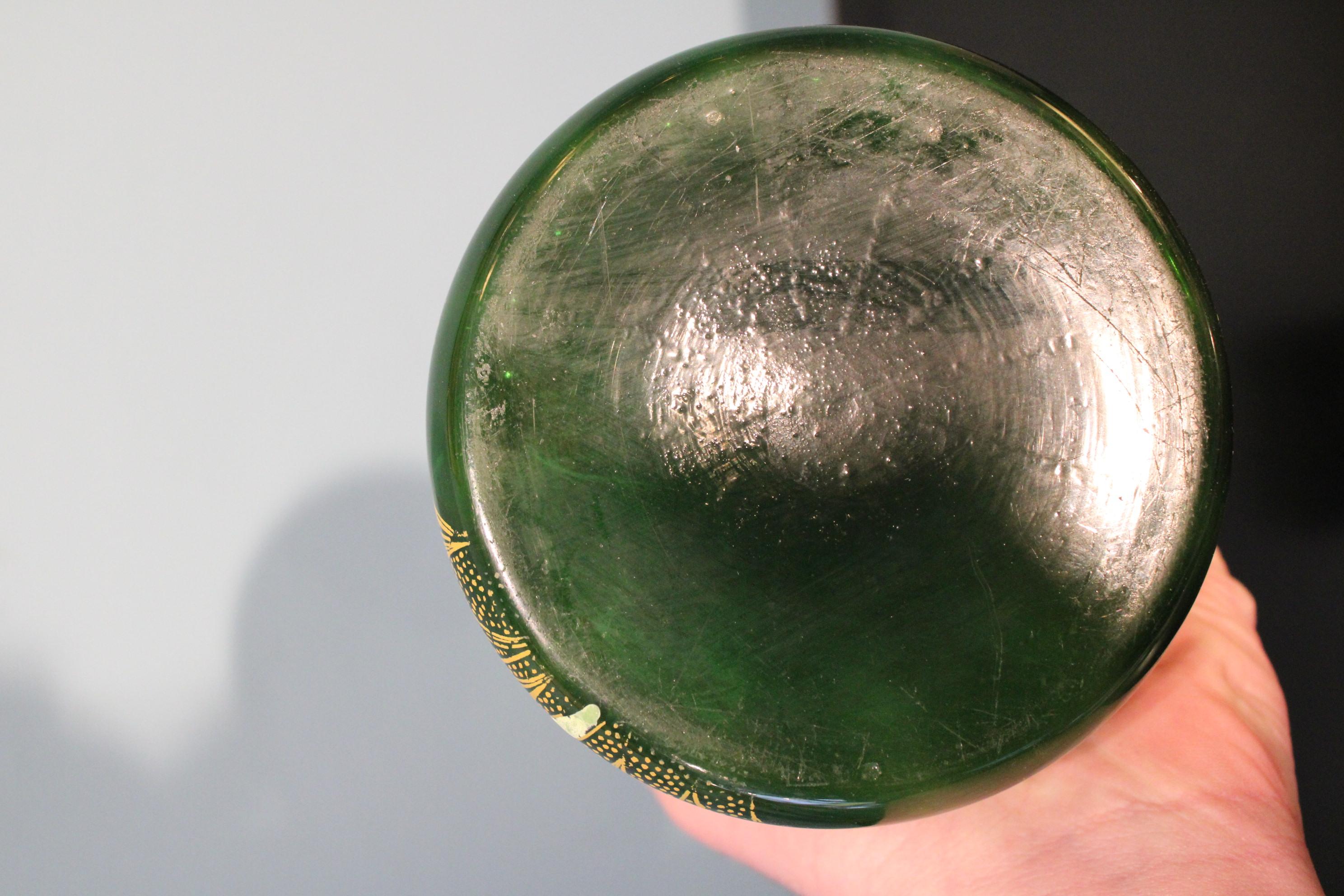 Grüne Vase aus Jugendstilglas, Legras zugeschrieben (20. Jahrhundert) im Angebot