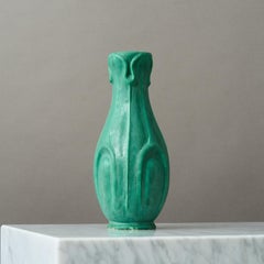 Green Art Nouveau Pottery Vase by Karl Robert Svensson. Höganäs, Sweden, 1910s