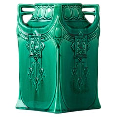 Green Art Nouveau Stoneware Vase by Alf Wallander. Rörstrand, Sweden early 1900s