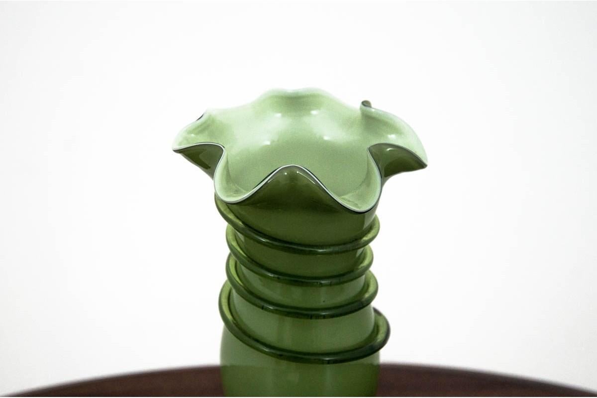 Mid-Century Modern Green Artistic Glass Vase, Poland, 1960s