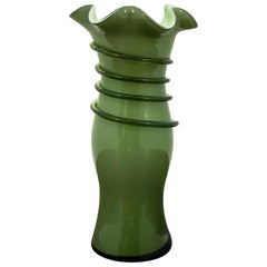 Green Artistic Glass Vase, Poland, 1960s
