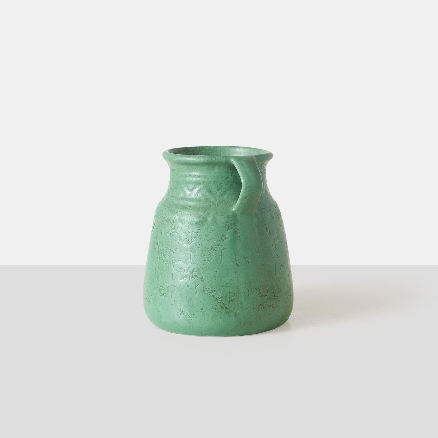 American Green Arts & Crafts Vase For Sale