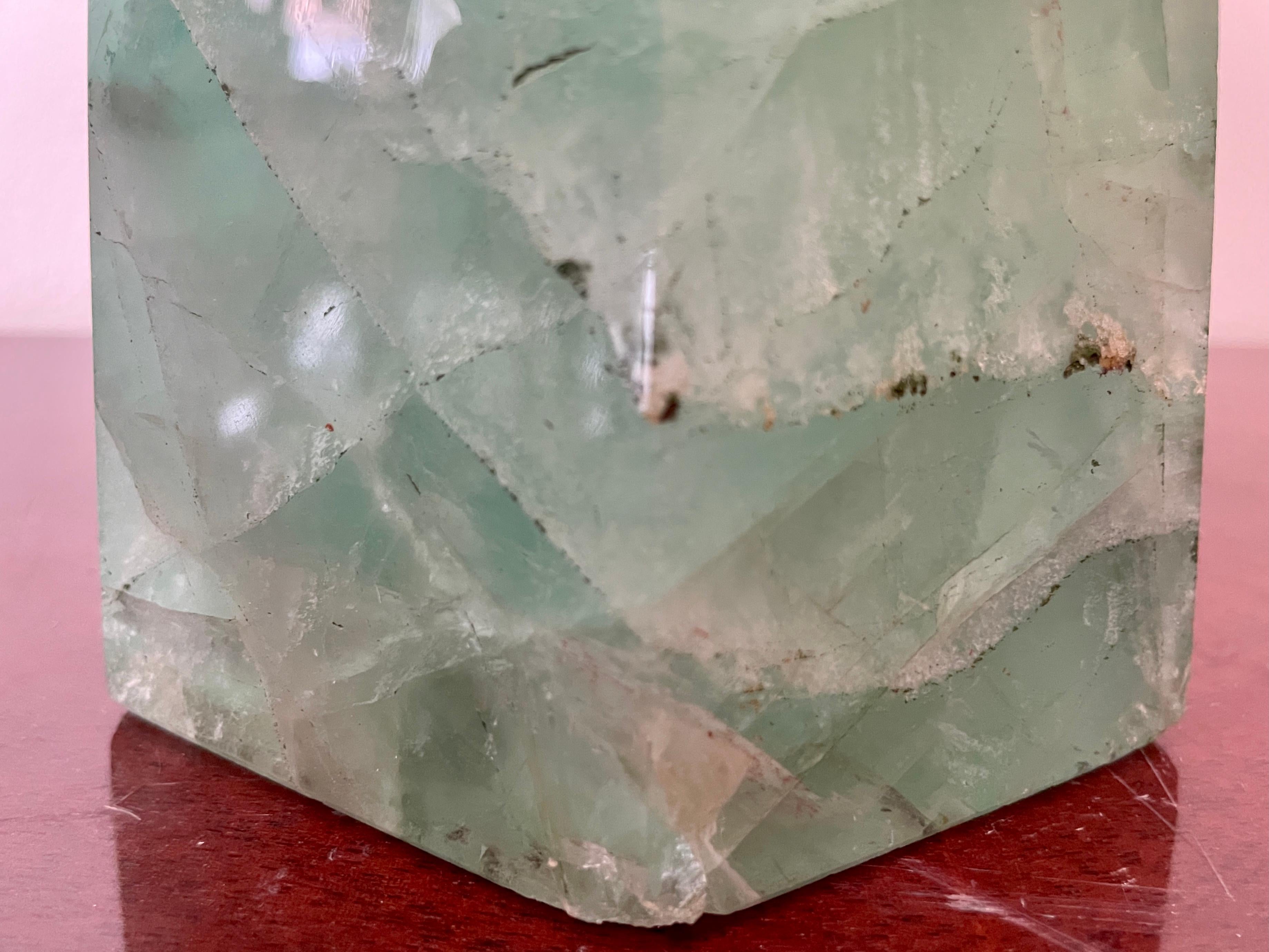 Green Asian Crystal Marble Hexagonal Obelisk For Sale 7