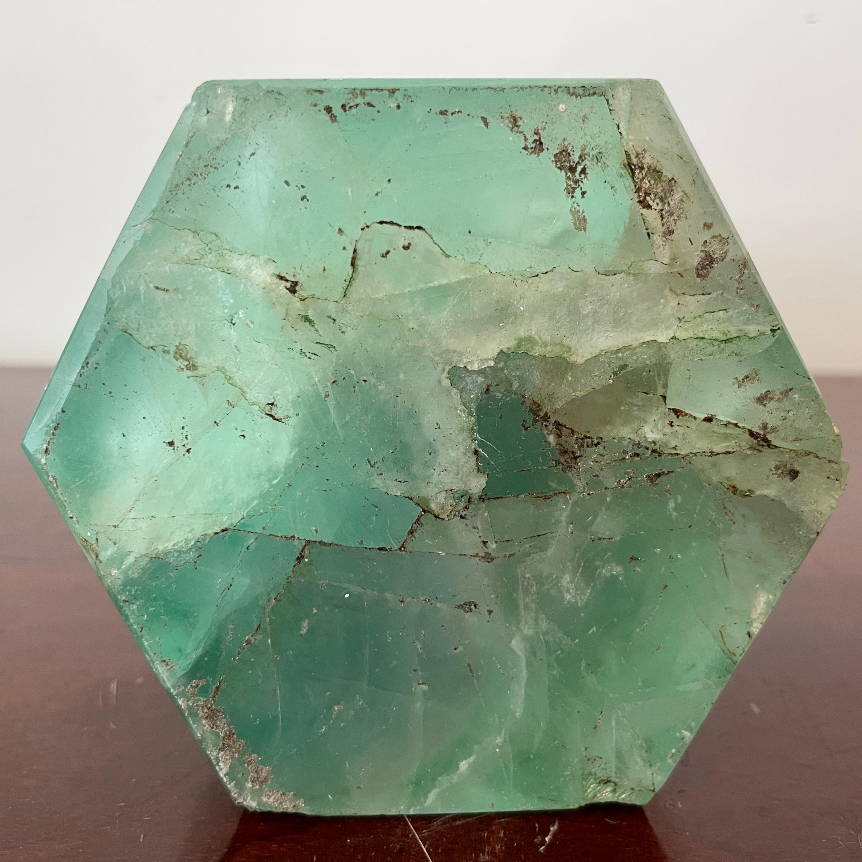 Green Asian Crystal Marble Hexagonal Obelisk For Sale 8