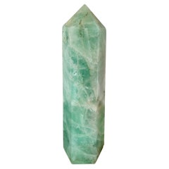 Antique Green Asian Crystal Marble Hexagonal Obelisk