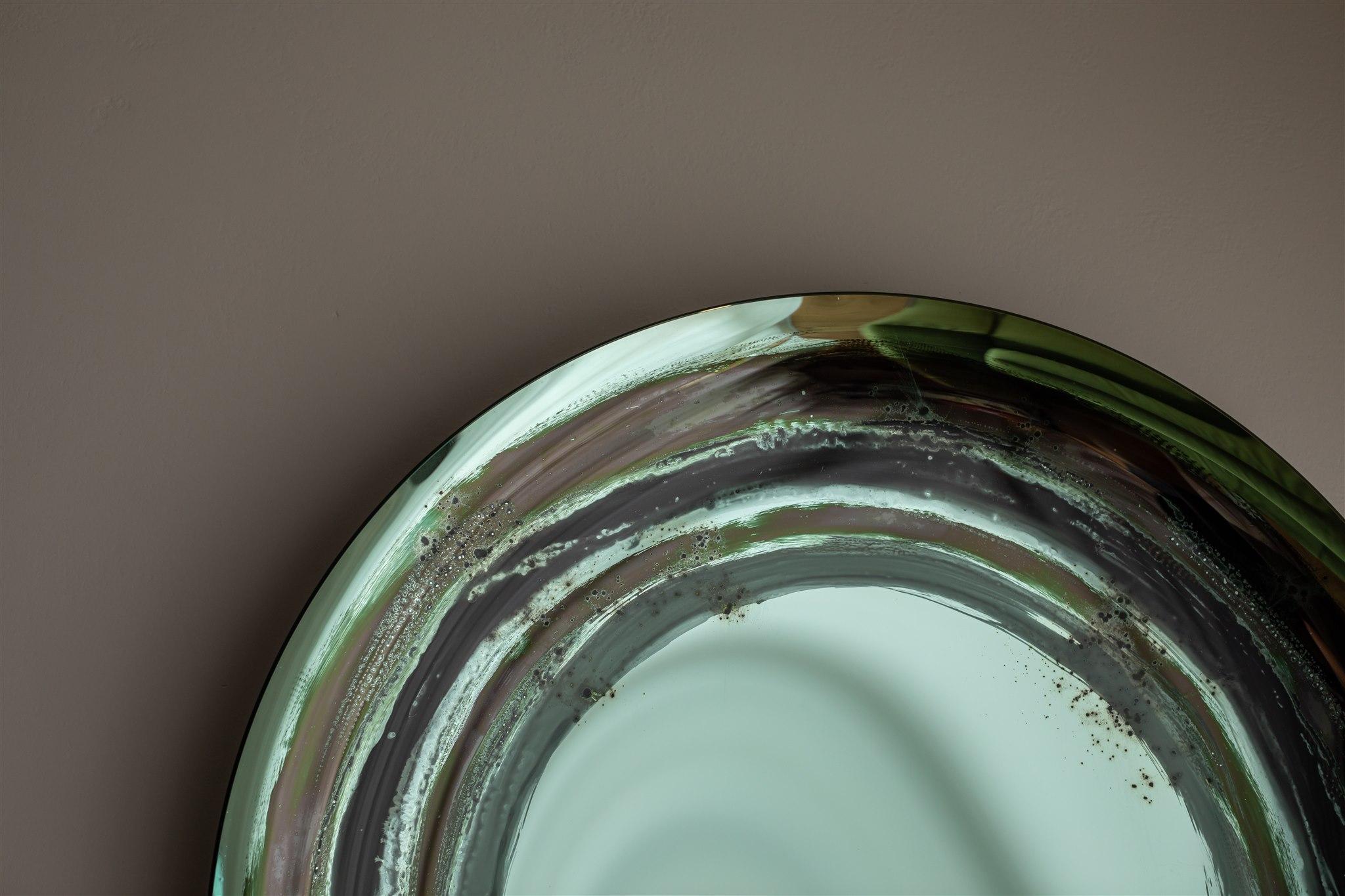 italien Miroir mural Aura vert par OOM Contemporary Glass en vente