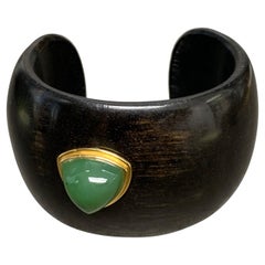 Green Aventurine 4.86 Carats, Ebony Wood Bracelet