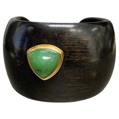 Green Aventurine 4.86 Carats, Ebony Wood Bracelet