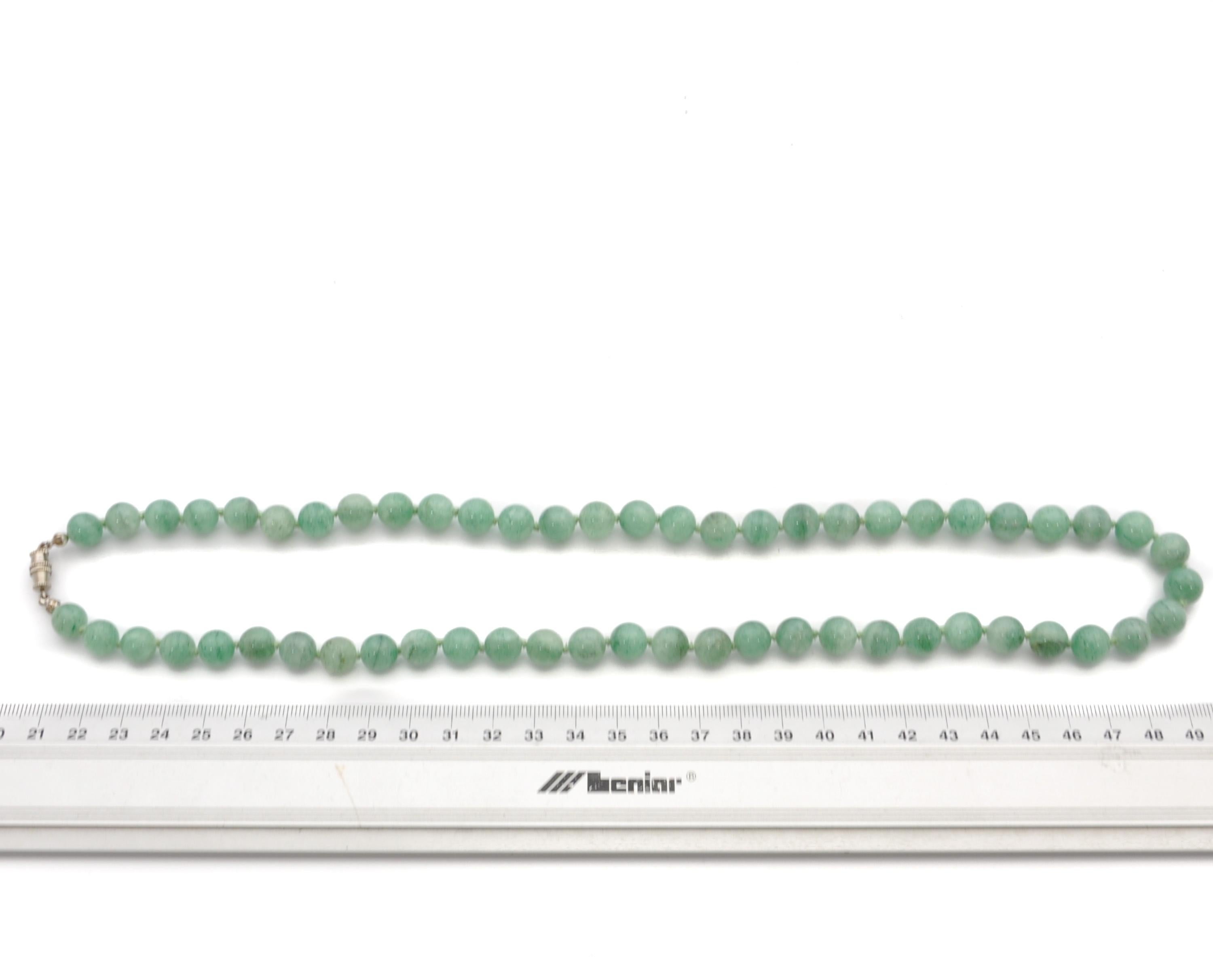Green Aventurine and Silver Beaded Necklace In Good Condition In Rotterdam, NL
