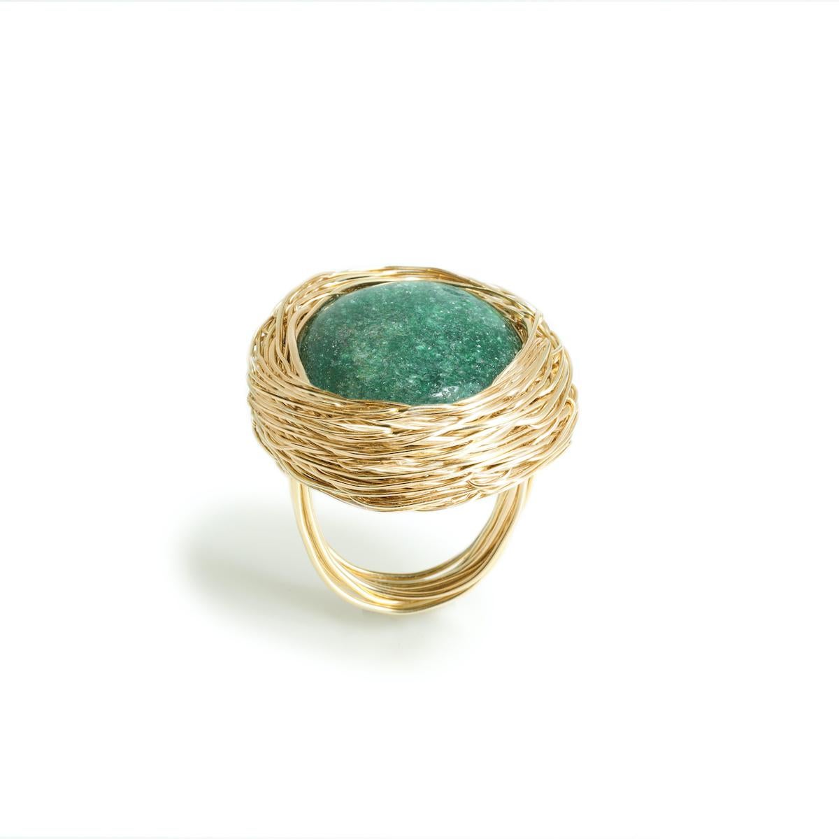 Green Aventurine round shape Cocktail & Statement Ring by the Artist For Sale 3