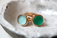 Green Aventurine, Turquoise and Rock Crystal Ring in 18ct Gold by Bigli