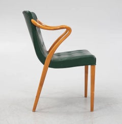 Green Axel Larson Beech Armchair, his rare Model 1208