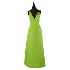 Green backless silk evening dress CHRISTIAN DIOR