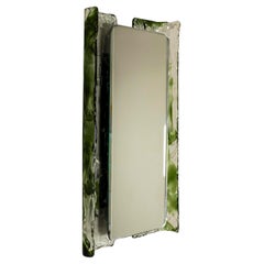 Miroir rétroéclairé vert de Murano et métal par Carlo Nason pour Mazzega, Italie, années 1970