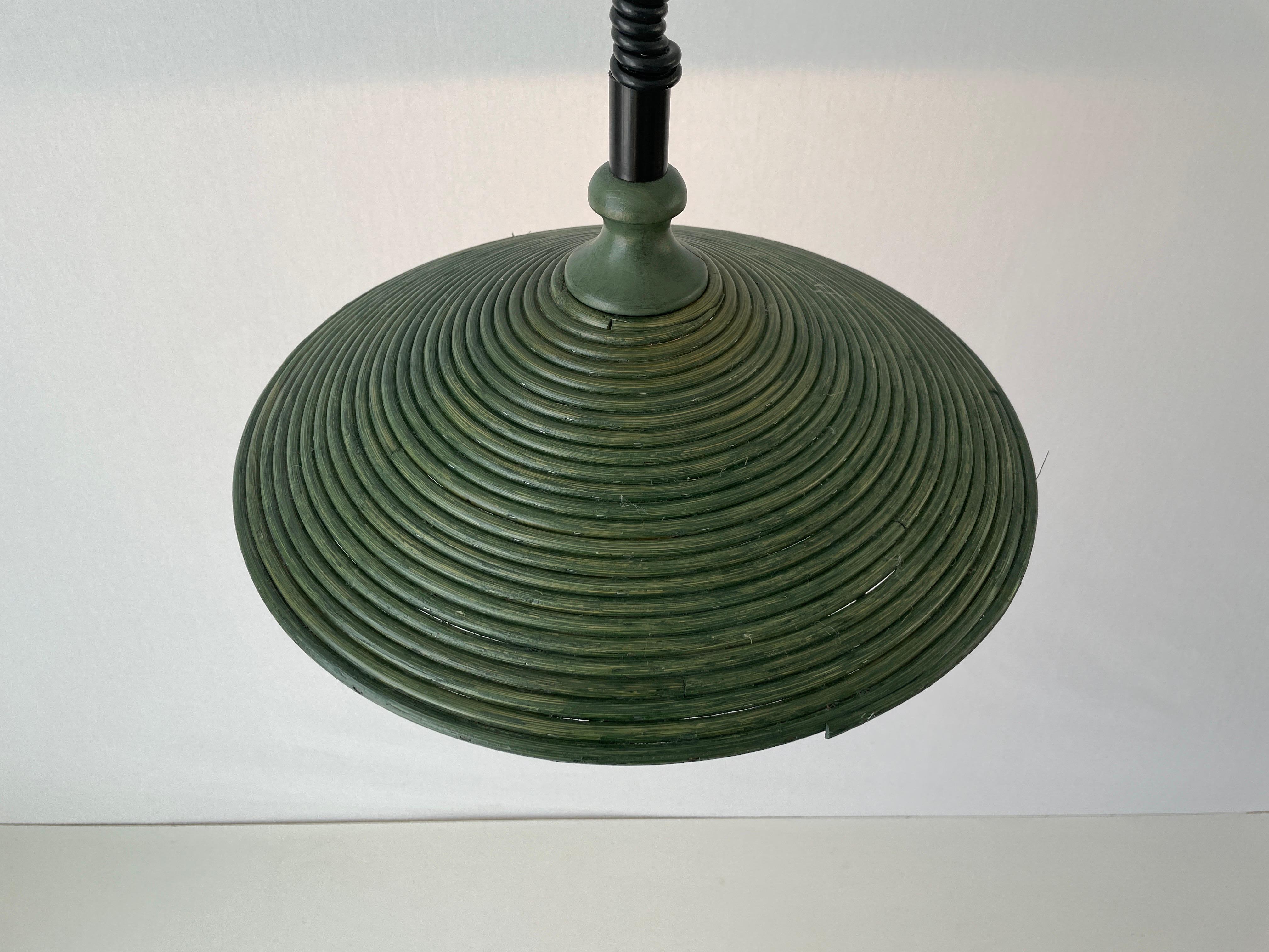 Green Bamboo Adjustable Pendant Lamp, 1980s, Germany For Sale 5
