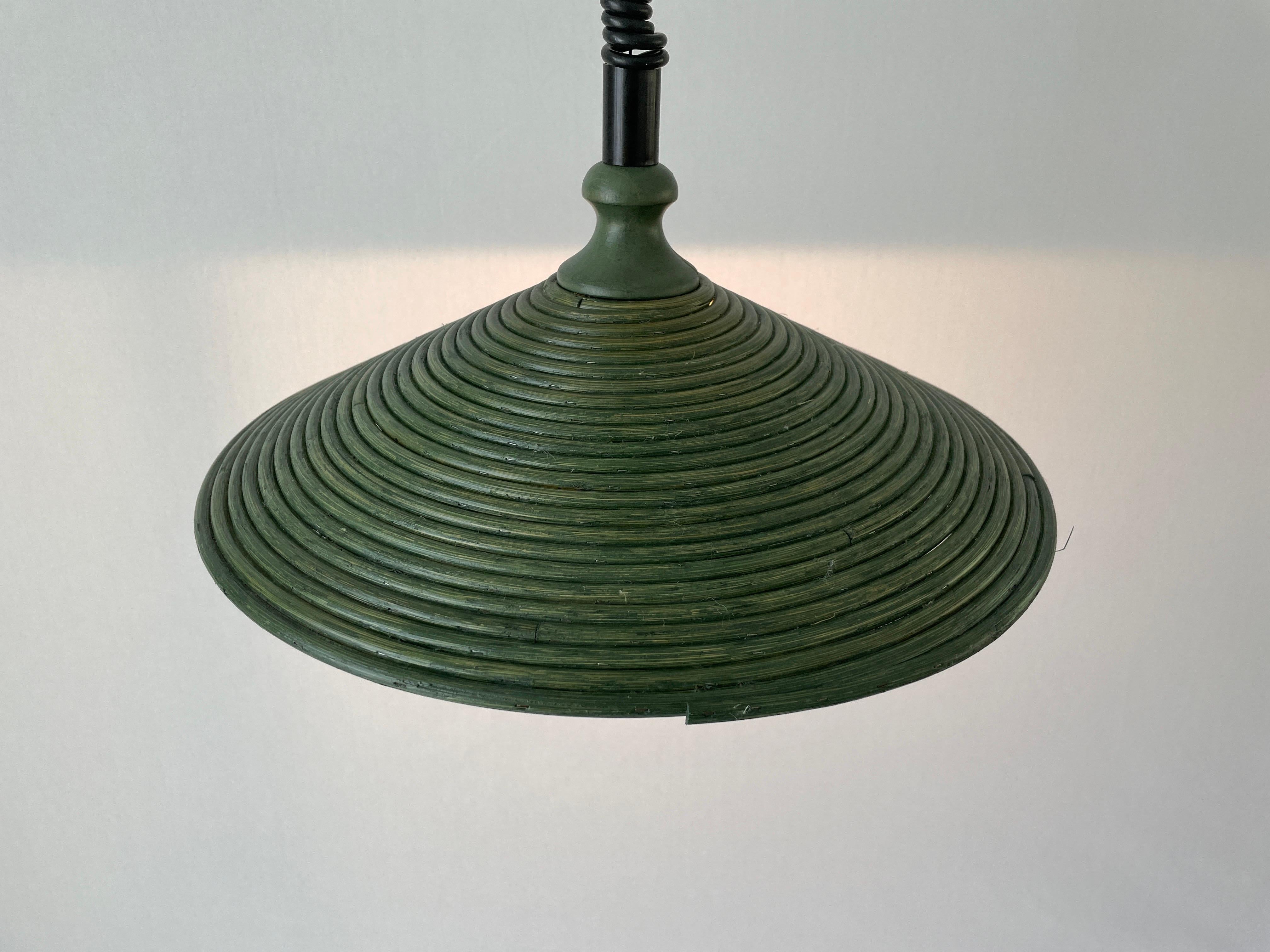 Green Bamboo Adjustable Pendant Lamp, 1980s, Germany For Sale 6