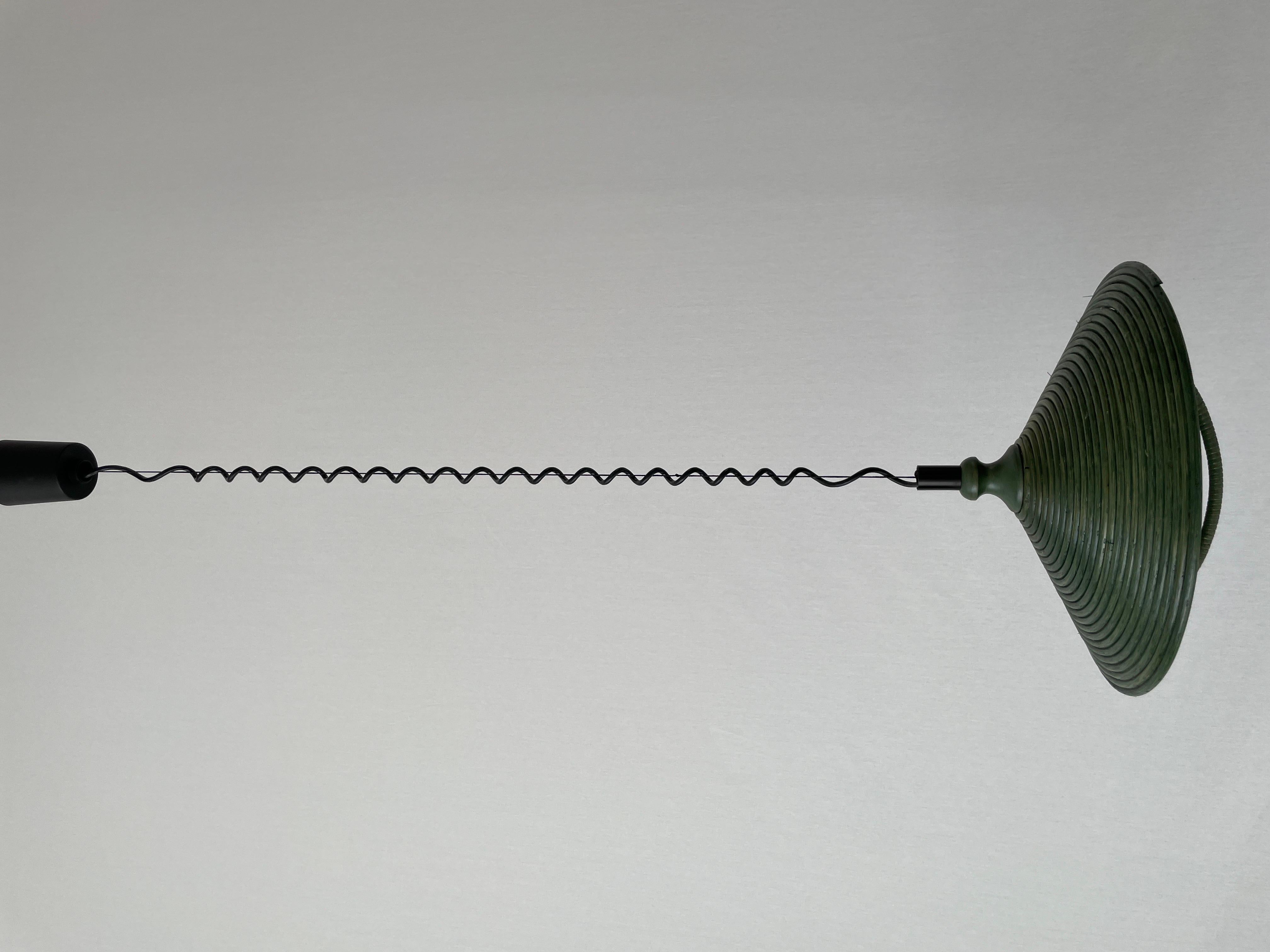 Green Bamboo Adjustable Pendant Lamp, 1980s, Germany For Sale 7